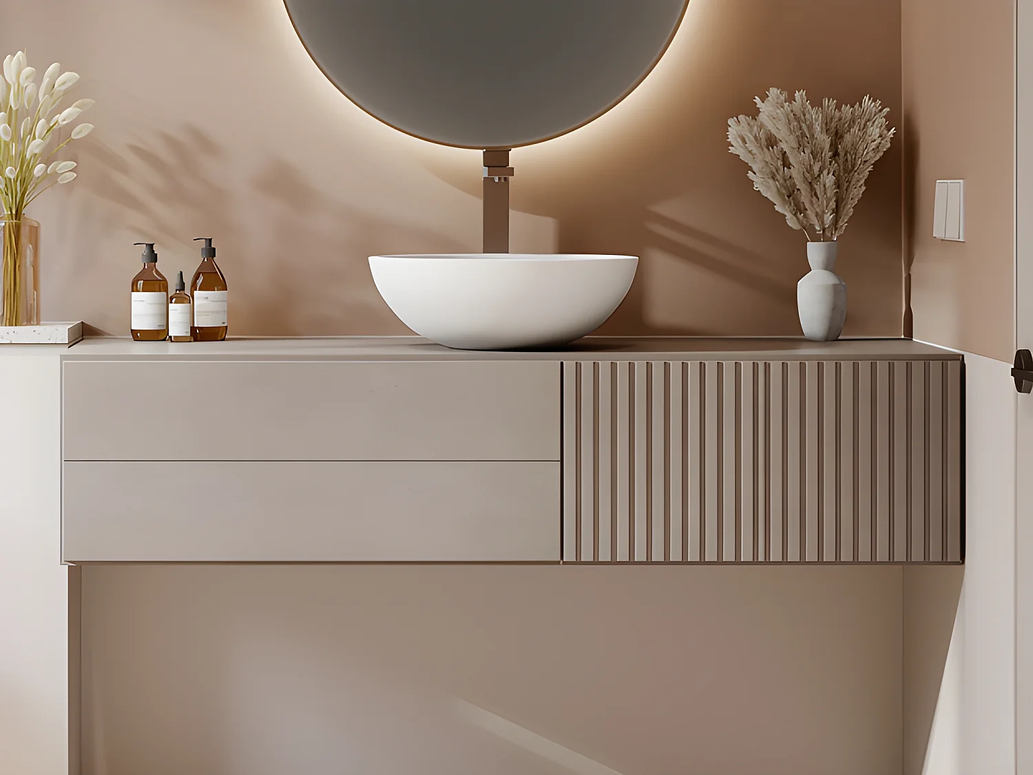 Lavabo redondo de solid surface - 40 cm - Blanco - IMJA