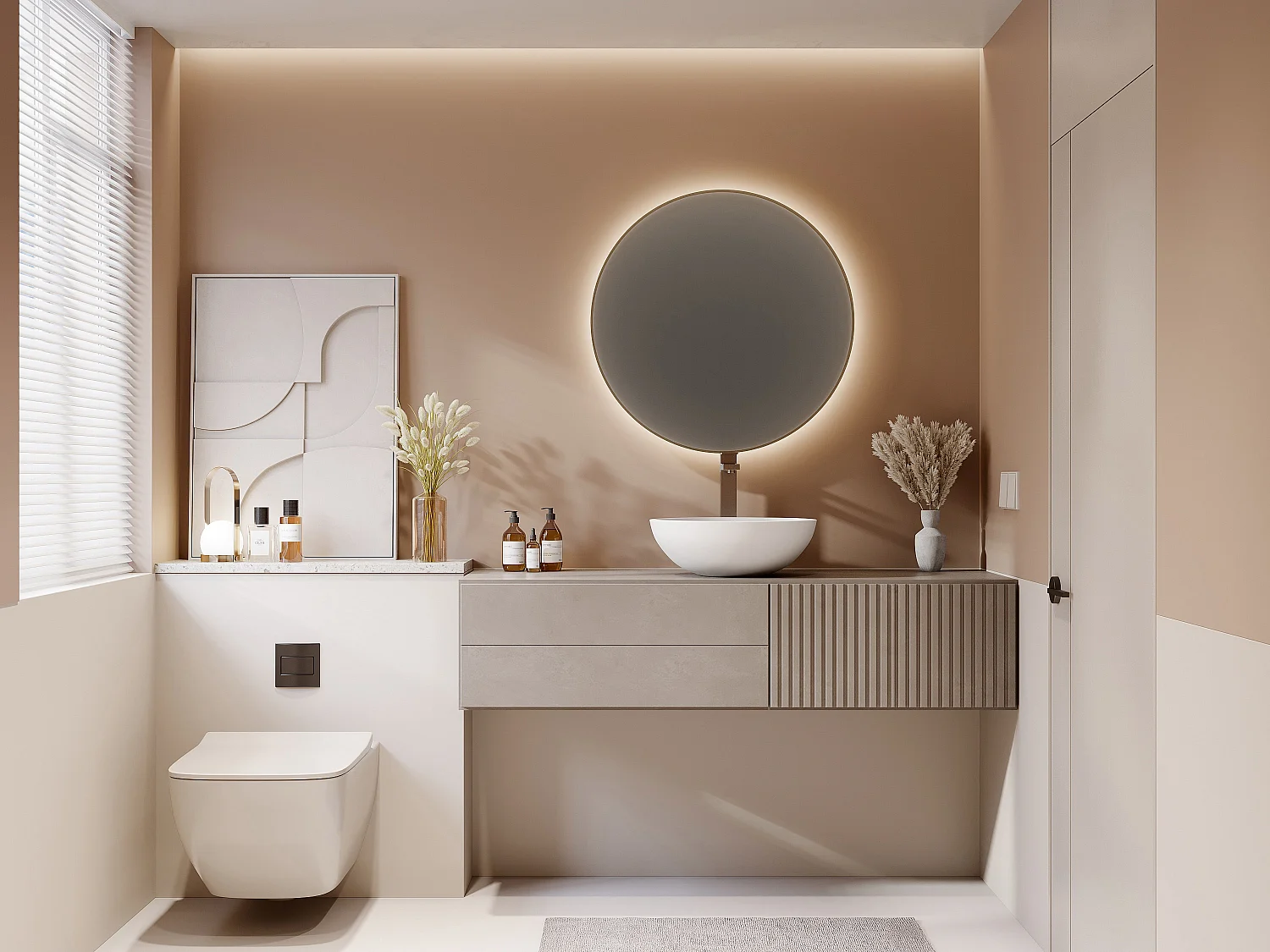 Lavabo redondo de solid surface - 40 cm - Blanco - IMJA