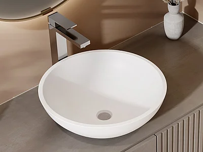 Waschbecken rund - 40 cm - Weiß - IMJA