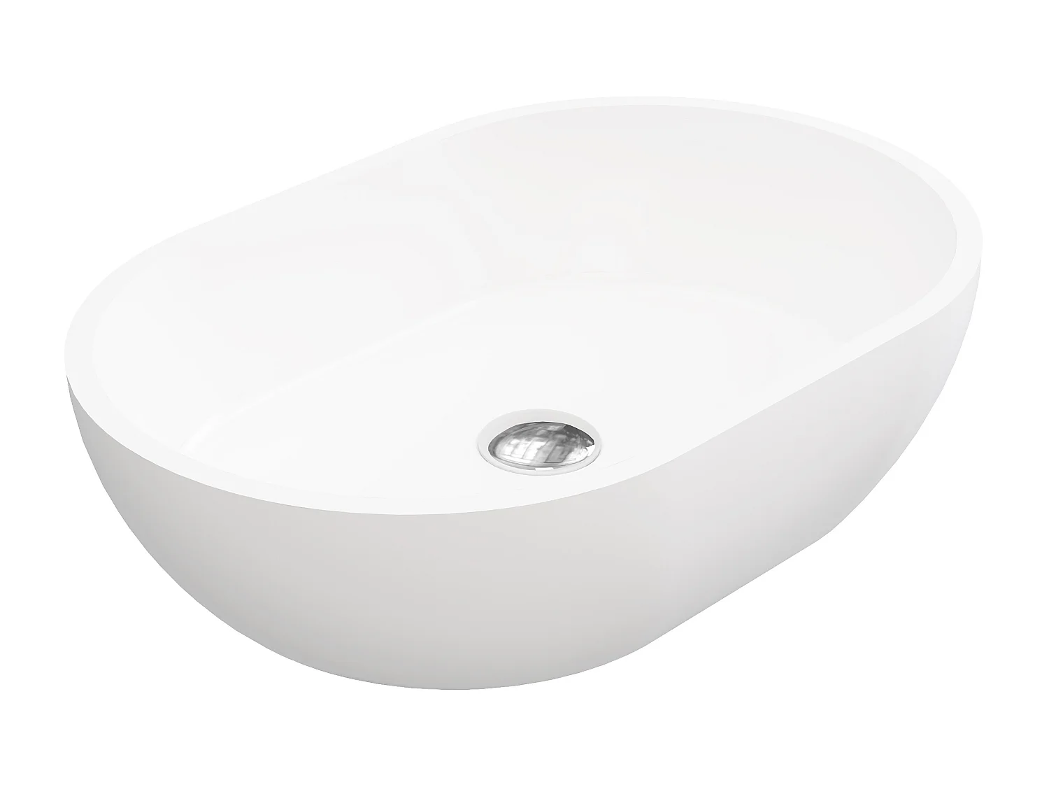 Owalna umywalka łazienkowa z solid surface - Biała - 58 cm - SENGLI