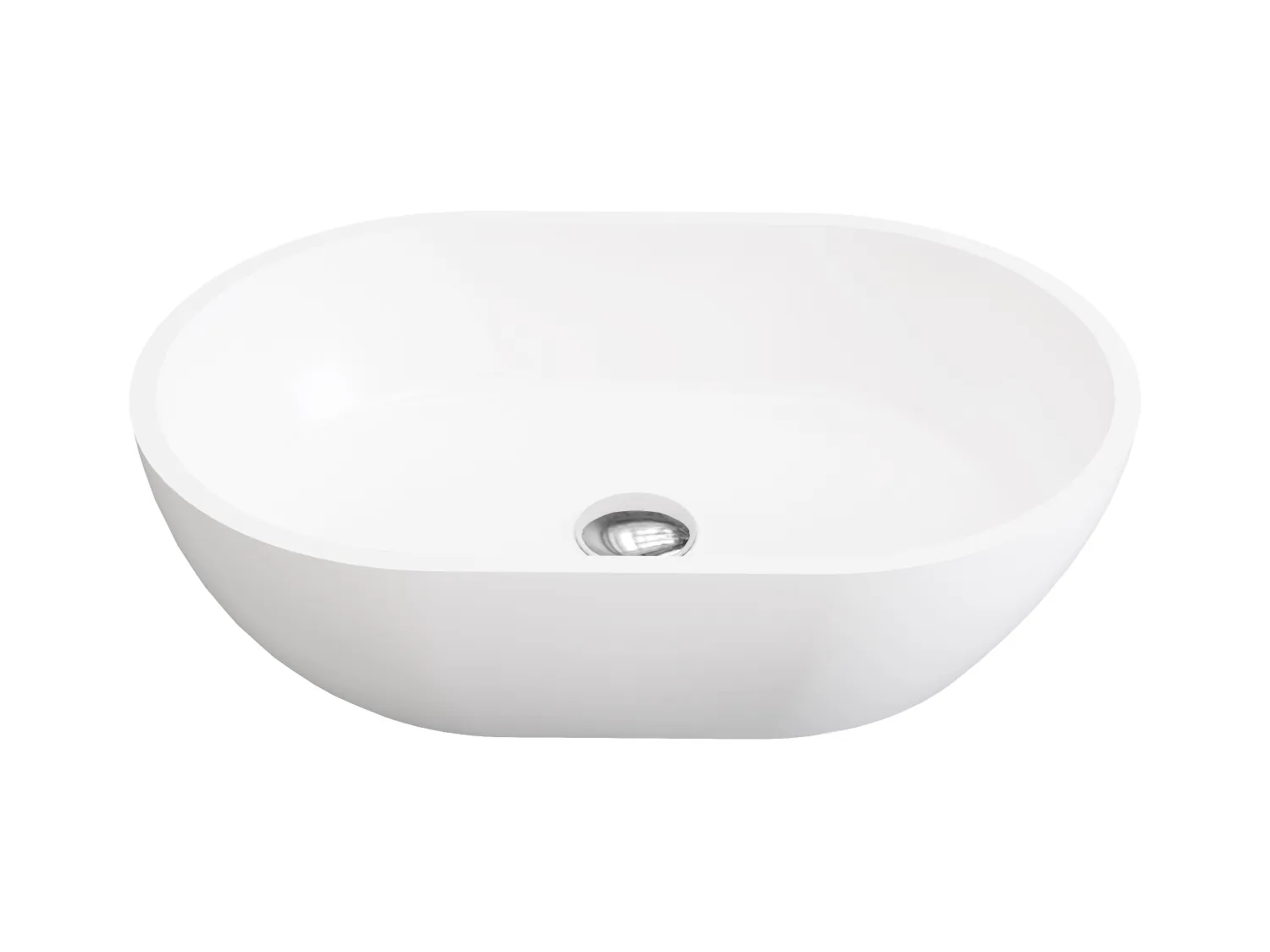 Vasque de salle de bain ovale en solid surface - Blanc - 58 cm - SENGLI