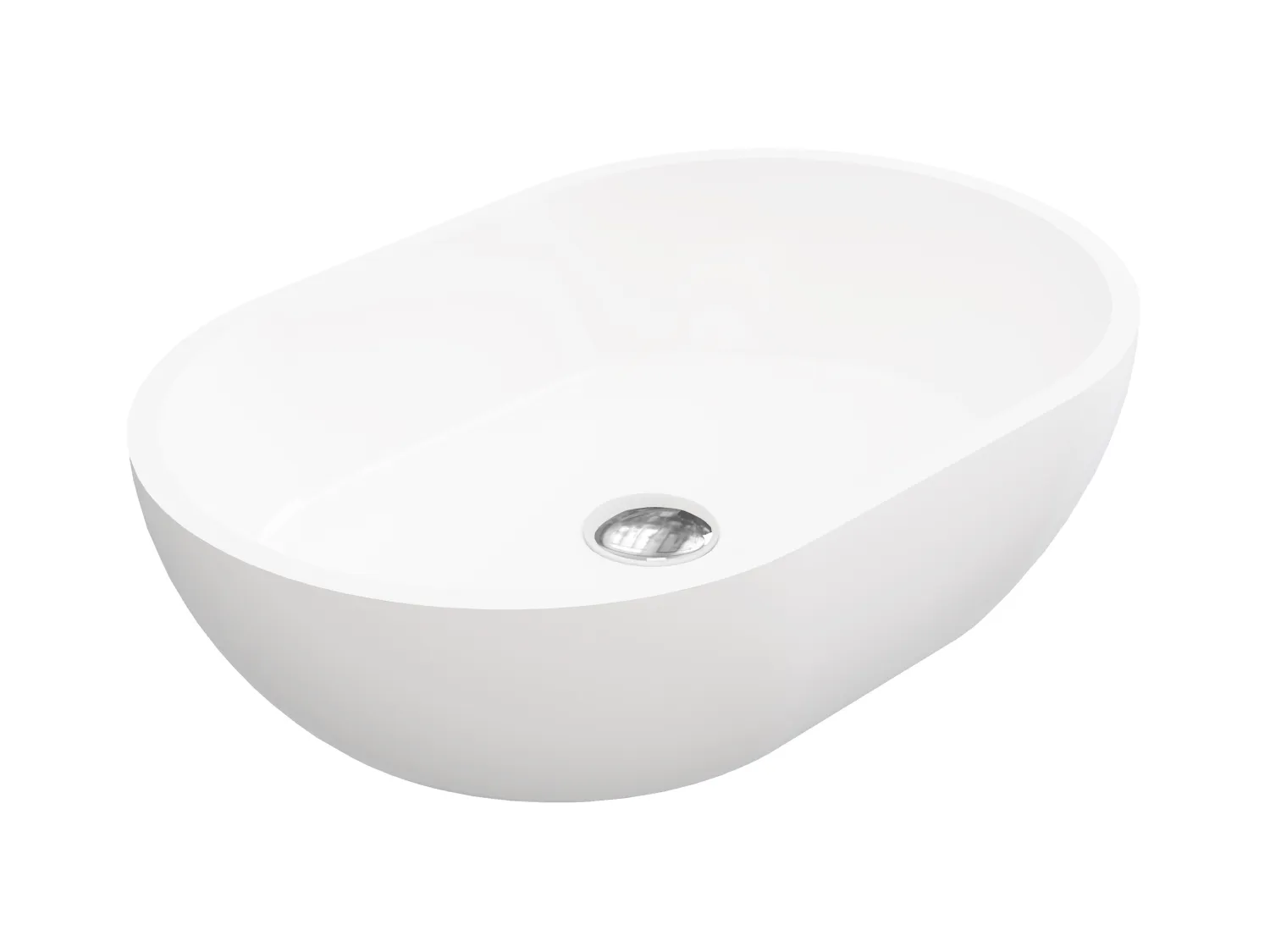 Vasque de salle de bain ovale en solid surface - Blanc - 58 cm - SENGLI