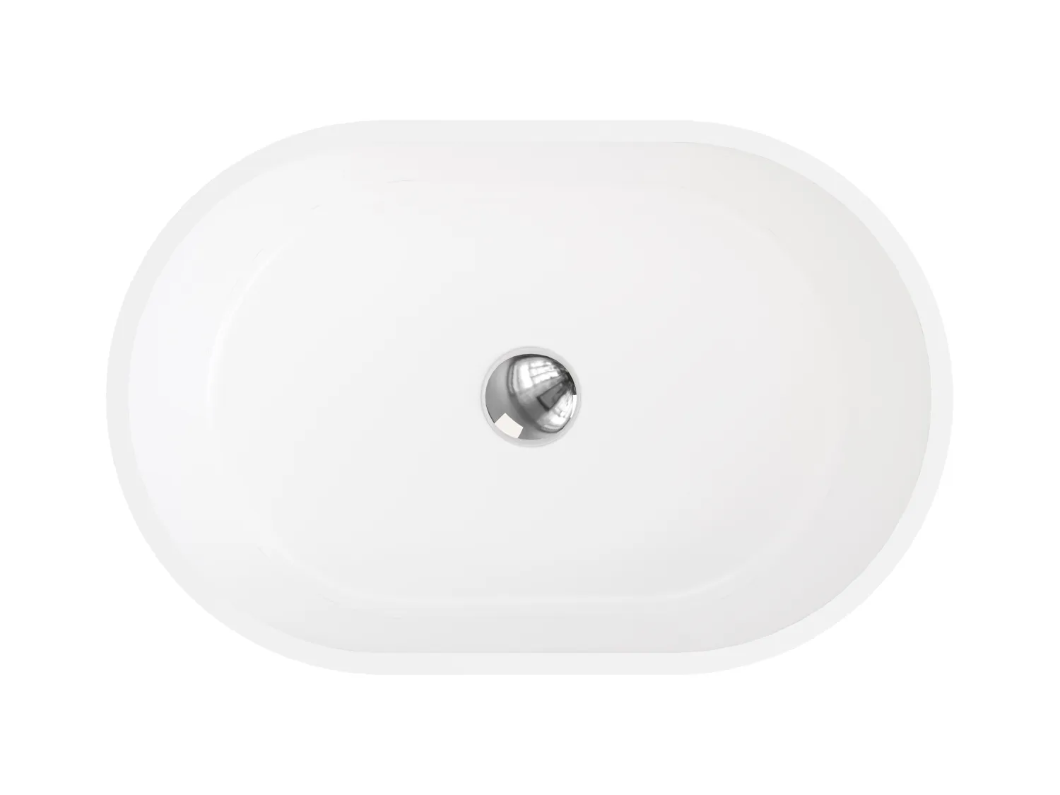 Vasque de salle de bain ovale en solid surface - Blanc - 58 cm - SENGLI