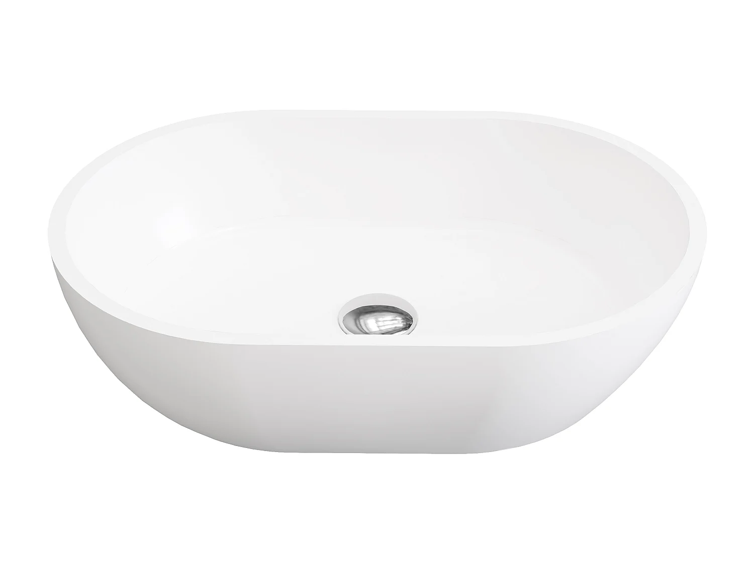 Waschbecken oval - B. 58 cm - Weiß - SENGLI