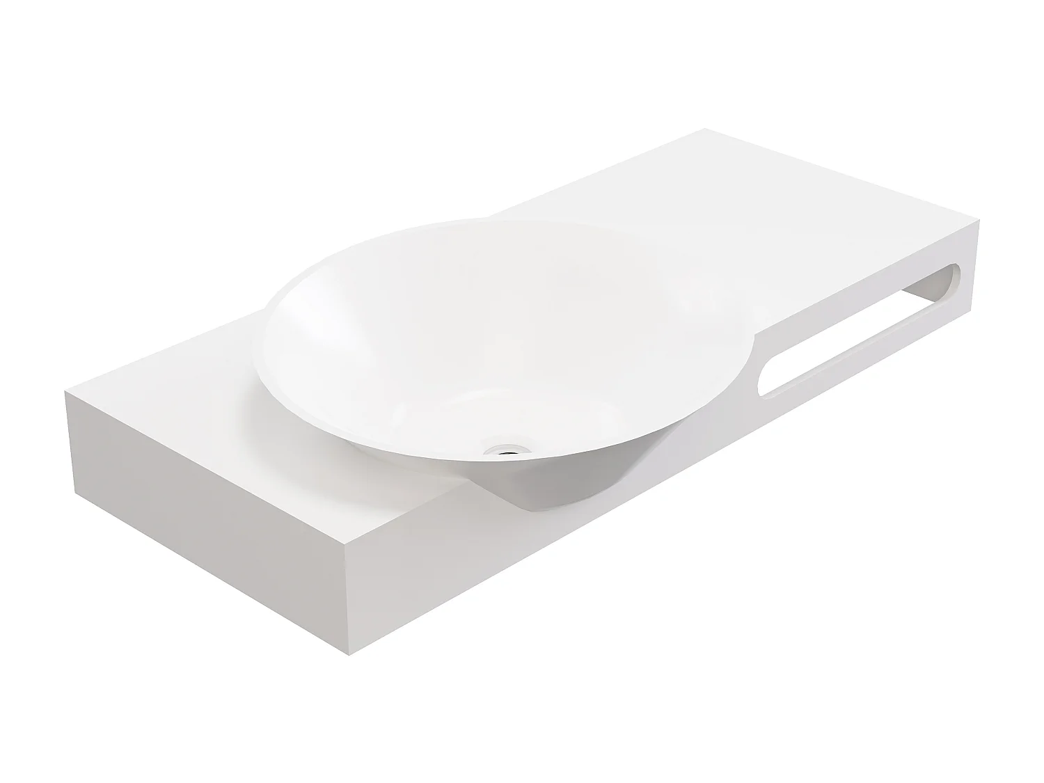 Waschtischplatte mit Handtuchhalter - 100 x 54 x 20 cm - Weiß - YUMIKO