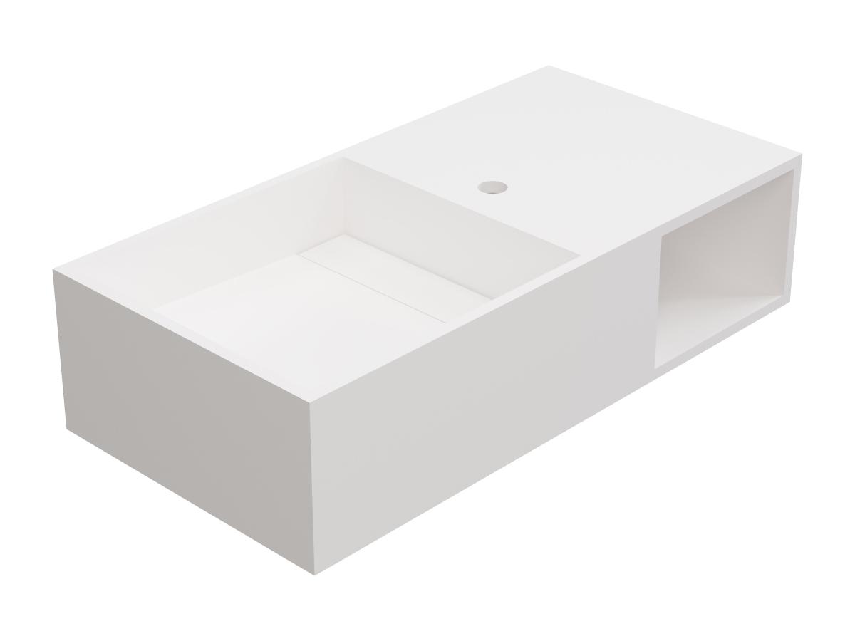Waschtischplatte mit Ablage - 80 x 40 x 20 cm - Weiß - GOYOKO günstig online kaufen