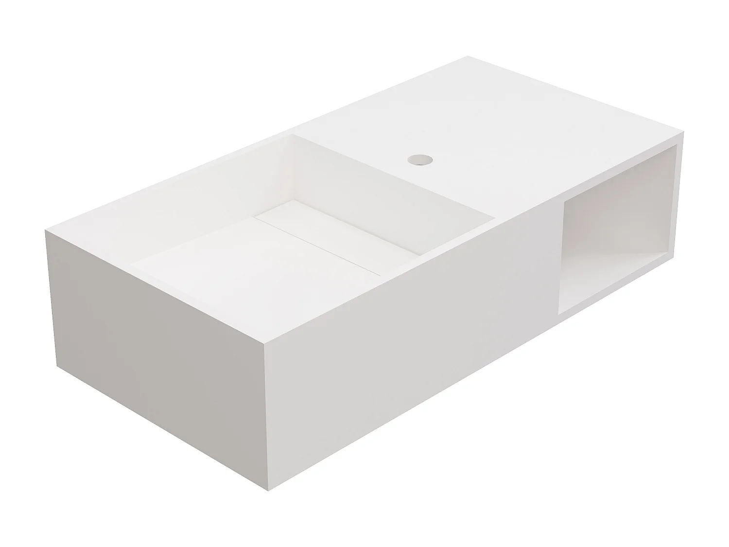 Lavatório suspenso em solid surface com nicho cor branco de C80 x L40 x A20 cm - GOYOKO