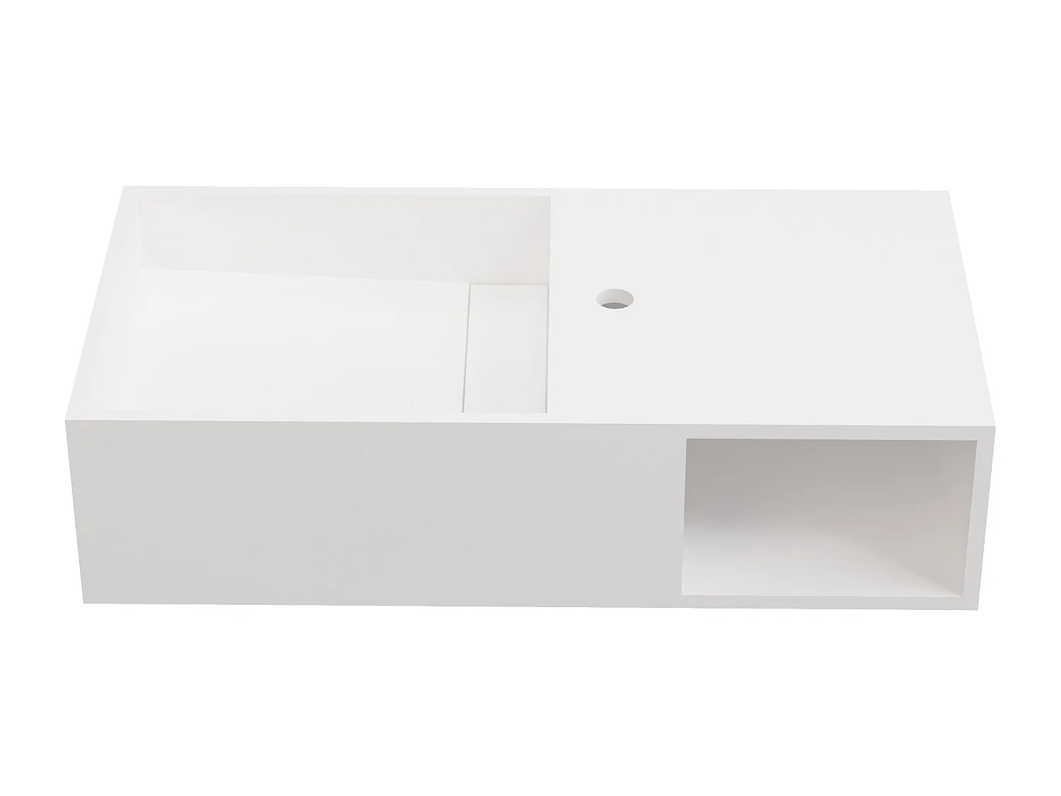 Plan vasque suspendu en solid surface avec niche - Blanc - L80 x l40 x H20 cm - GOYOKO