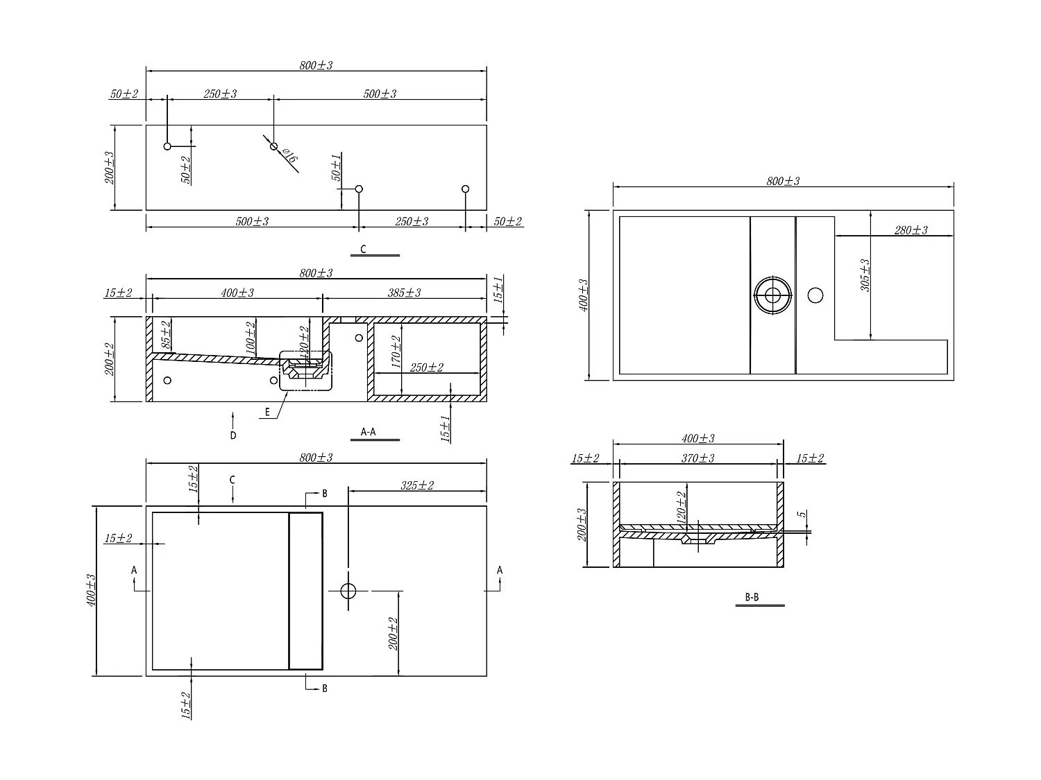 Plan vasque suspendu en solid surface avec niche - Blanc - L80 x l40 x H20 cm - GOYOKO