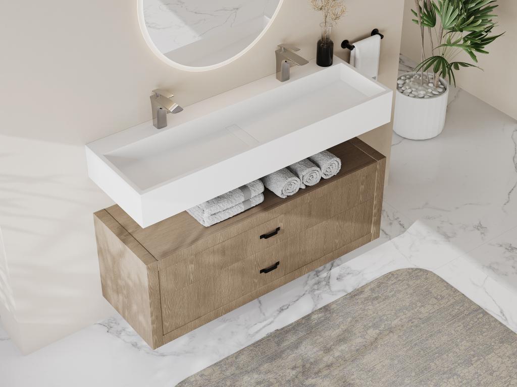 Hängendes Waschbecken - Weiß - 120 x 40 x 15 cm - YAMDROK günstig online kaufen