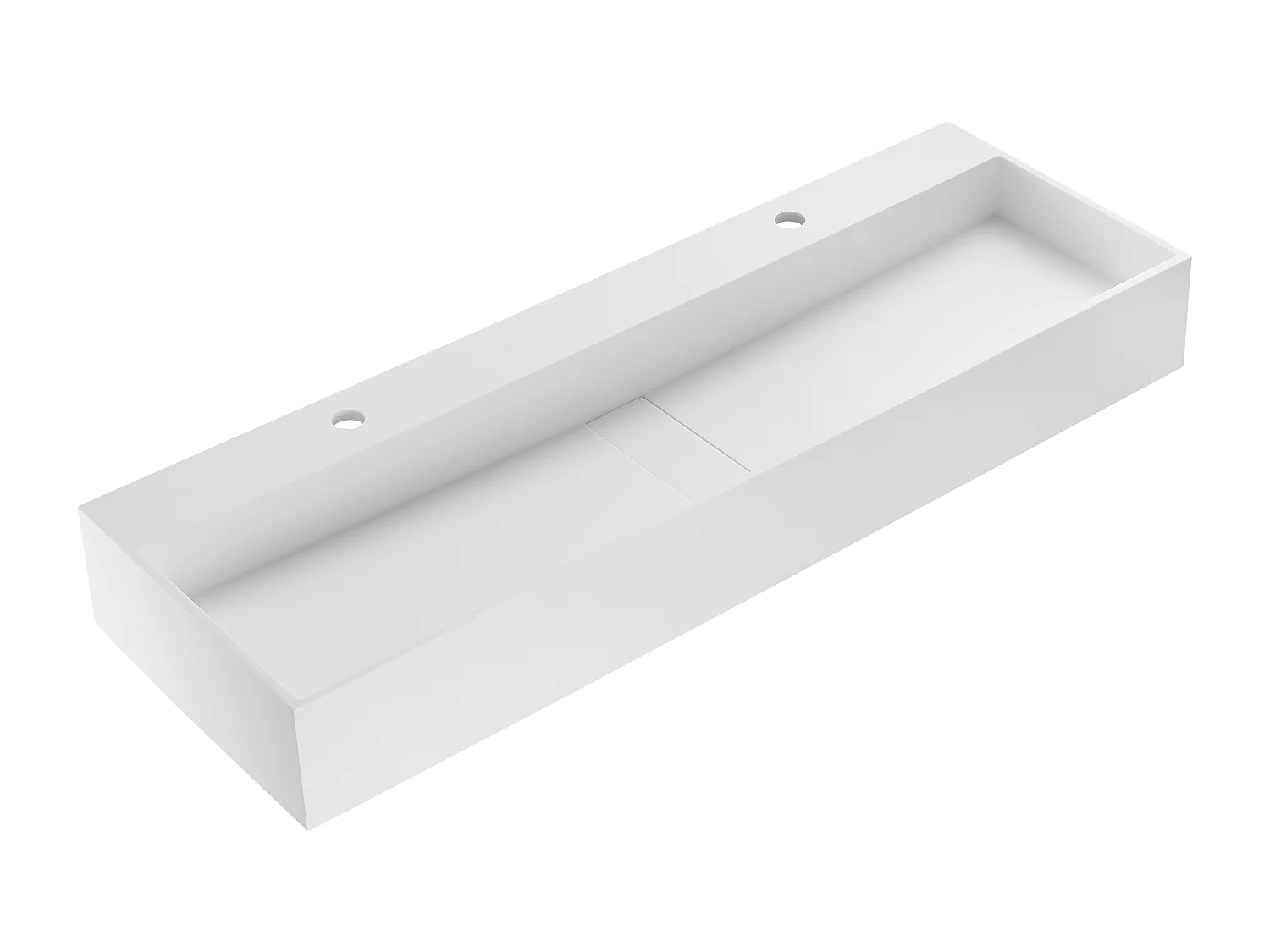 Lavatório suspenso em solid surface cor branco de C120 x L40 x A15 cm - YAMDROK