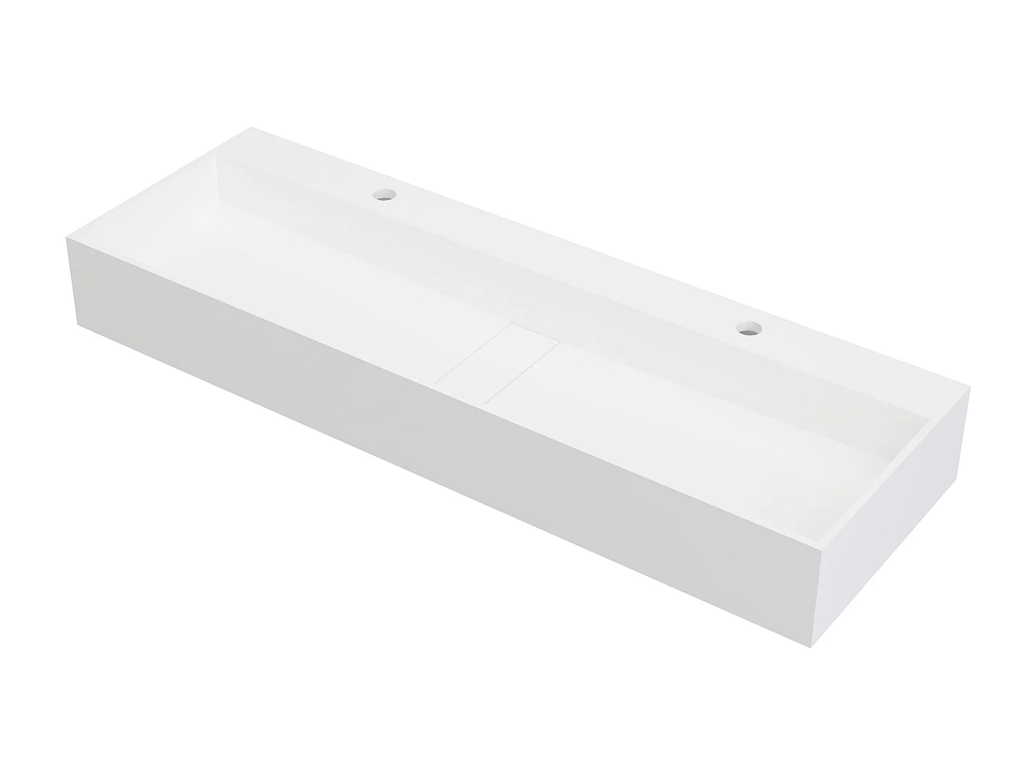 Lavatório suspenso em solid surface cor branco de C120 x L40 x A15 cm - YAMDROK