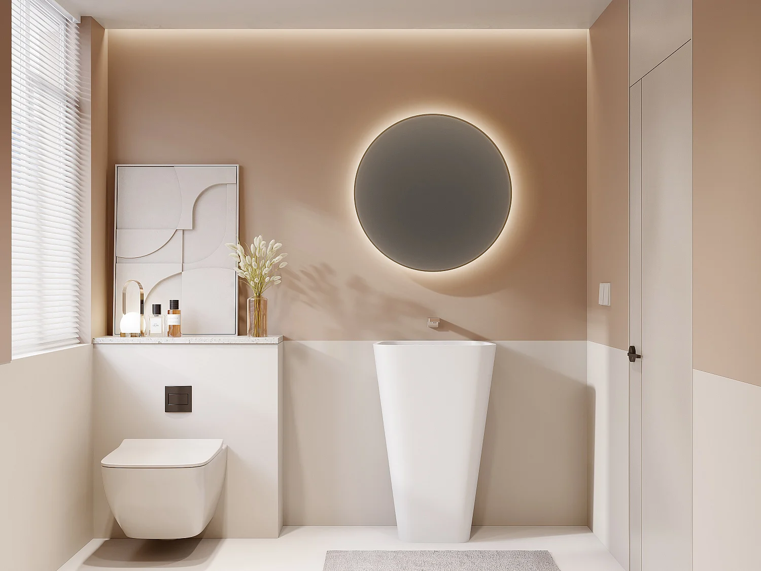 Lavabo rettangolare con piedistallo in Solid Surface Bianco - TILICHO