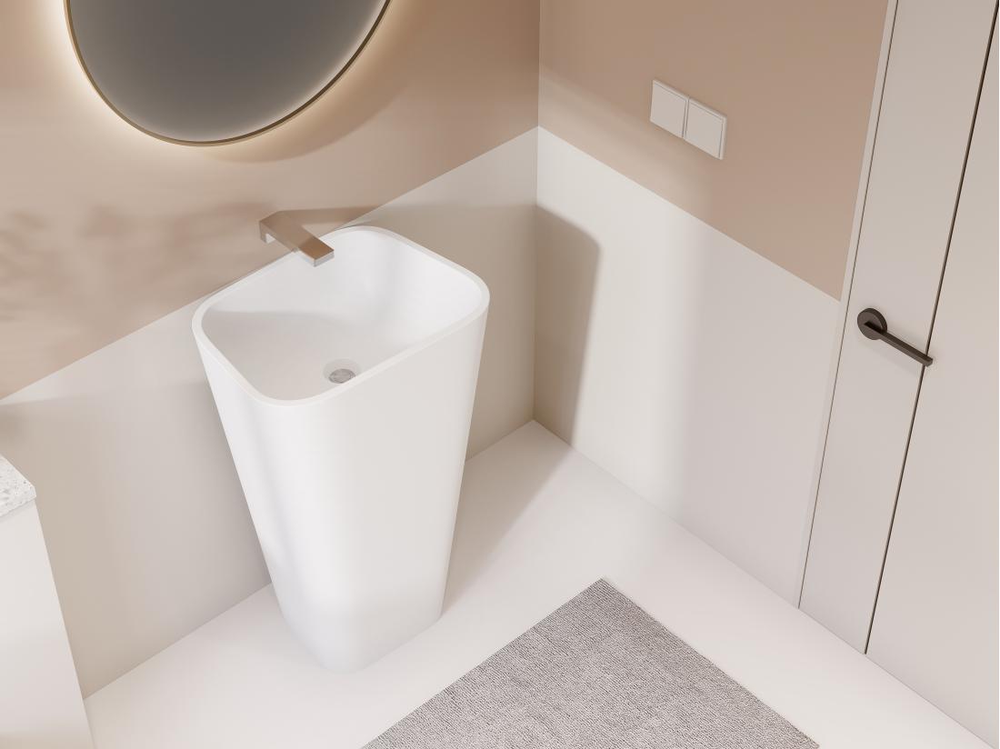 vente unique Vasque sur pied rectangulaire en solid surface - Blanc - TILICHO