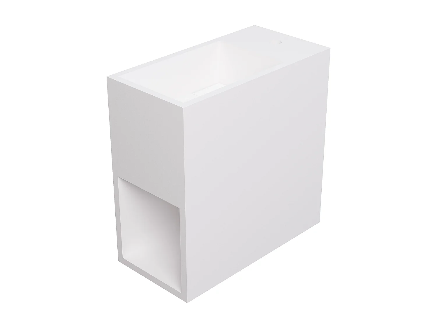 Væghængt håndvask i hvidt solid surface materiale med niche - Armatur til højre - 40 cm - PUMORI