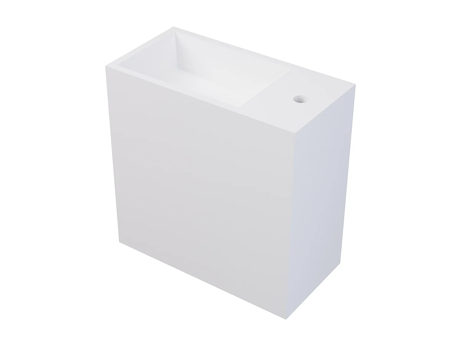 Væghængt håndvask i hvidt solid surface materiale med niche - Armatur til højre - 40 cm - PUMORI