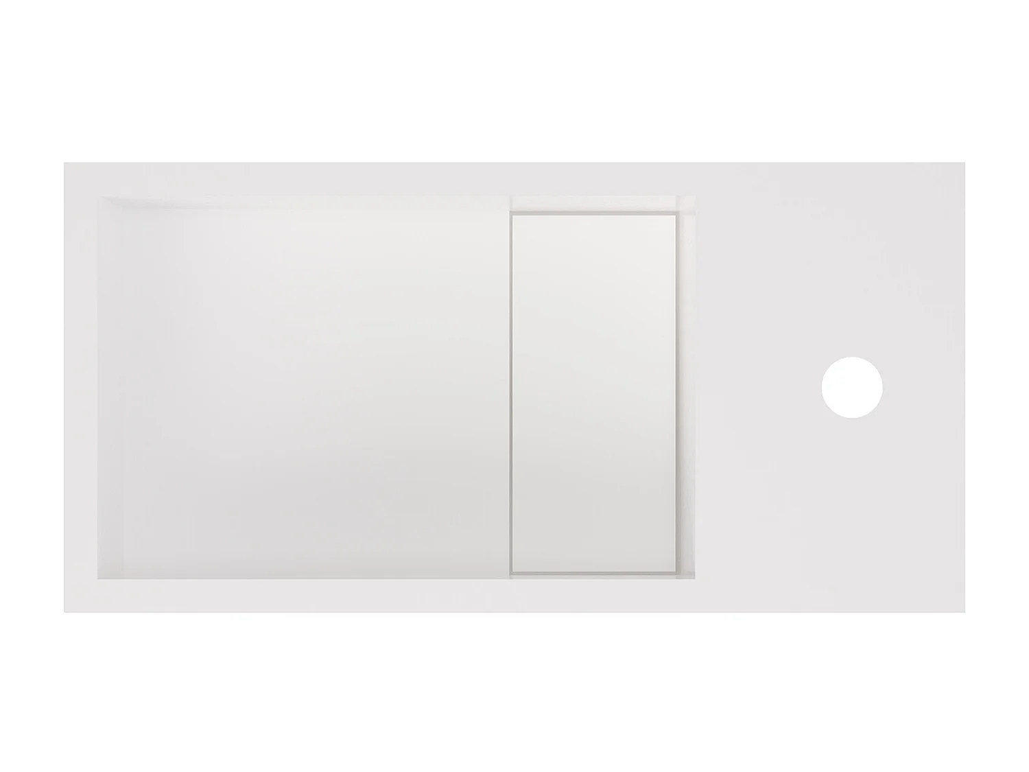 Handwaschbecken hängend mit Ablagefach - Solid Surface - Armaturen rechts - Weiß - 40 cm - PUMORI