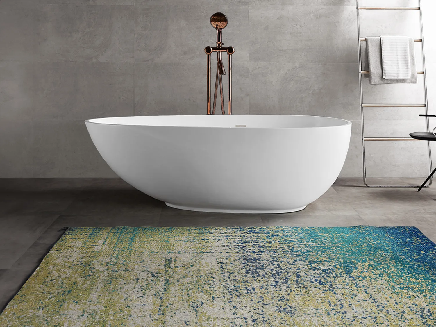Banheira clássica assimétrica com solid surface de 268 L dimensões 172 x 83 x 53 cm cor branca - FENICE