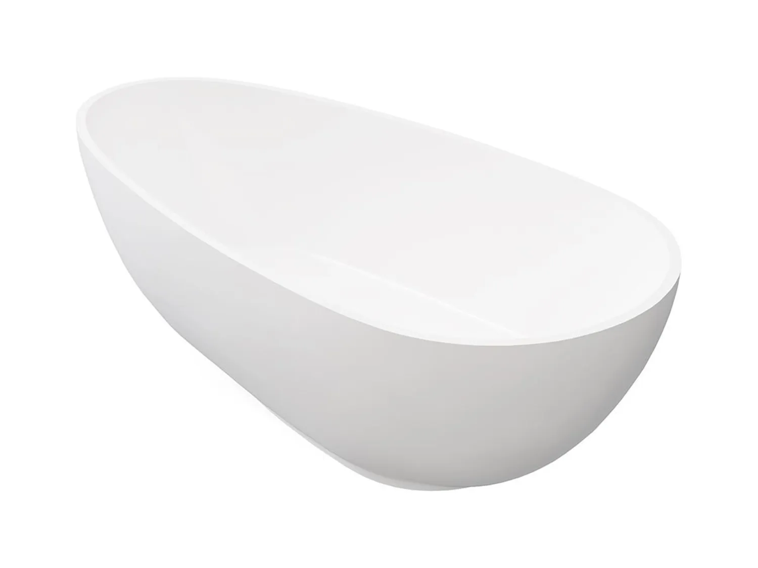 Vrijstaande assymetrische badkuip in solid surface - 268L - 172 x 83 x 53 cm - Wit - FENICE