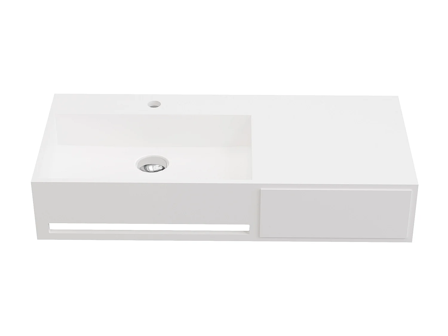 Waschtischplatte mit Handtuchhalter - 90 x 40 x 17 cm - Weiß - GANDAKI