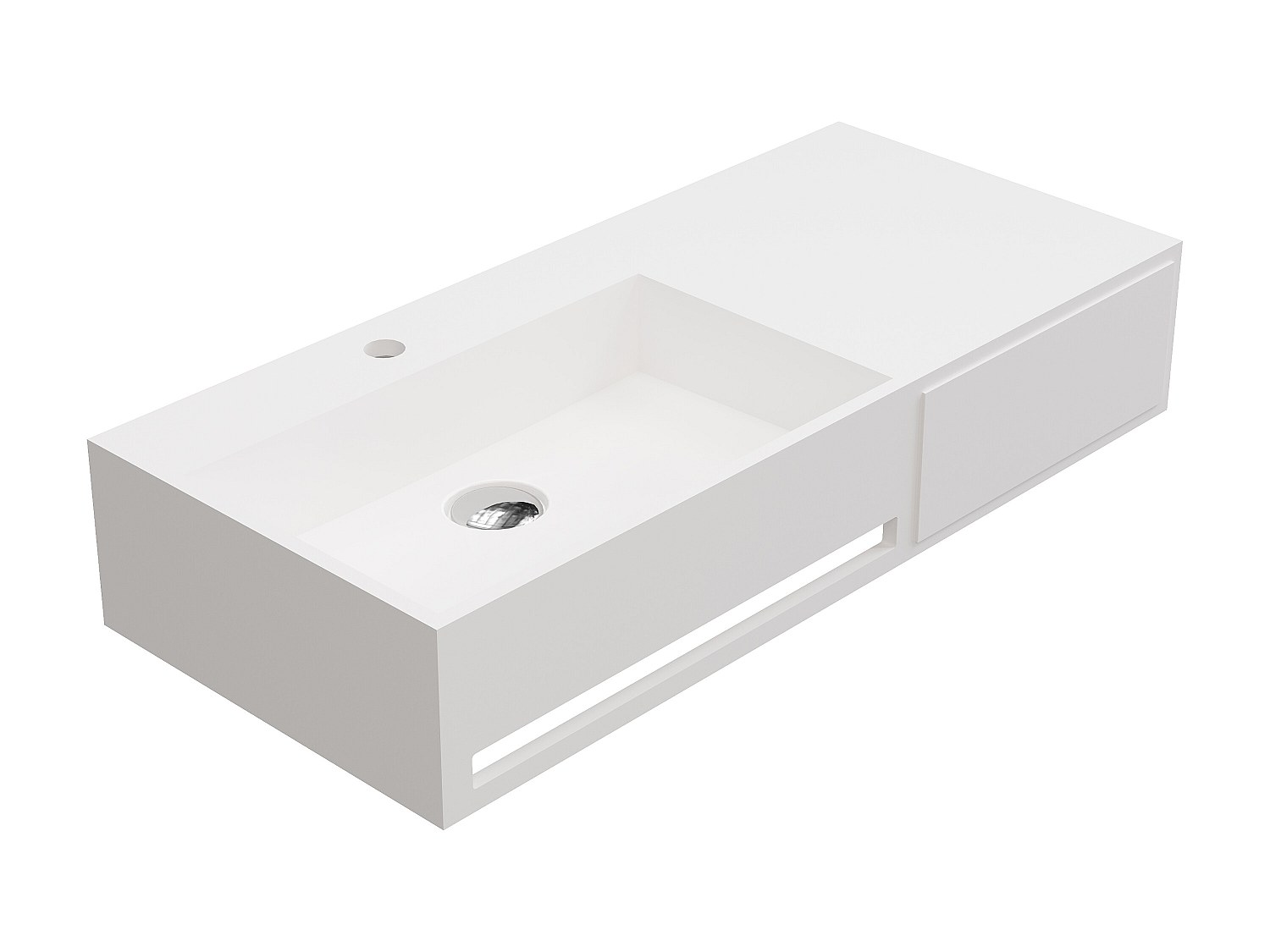 Waschtischplatte mit Handtuchhalter - 90 x 40 x 17 cm - Weiß - GANDAKI günstig online kaufen