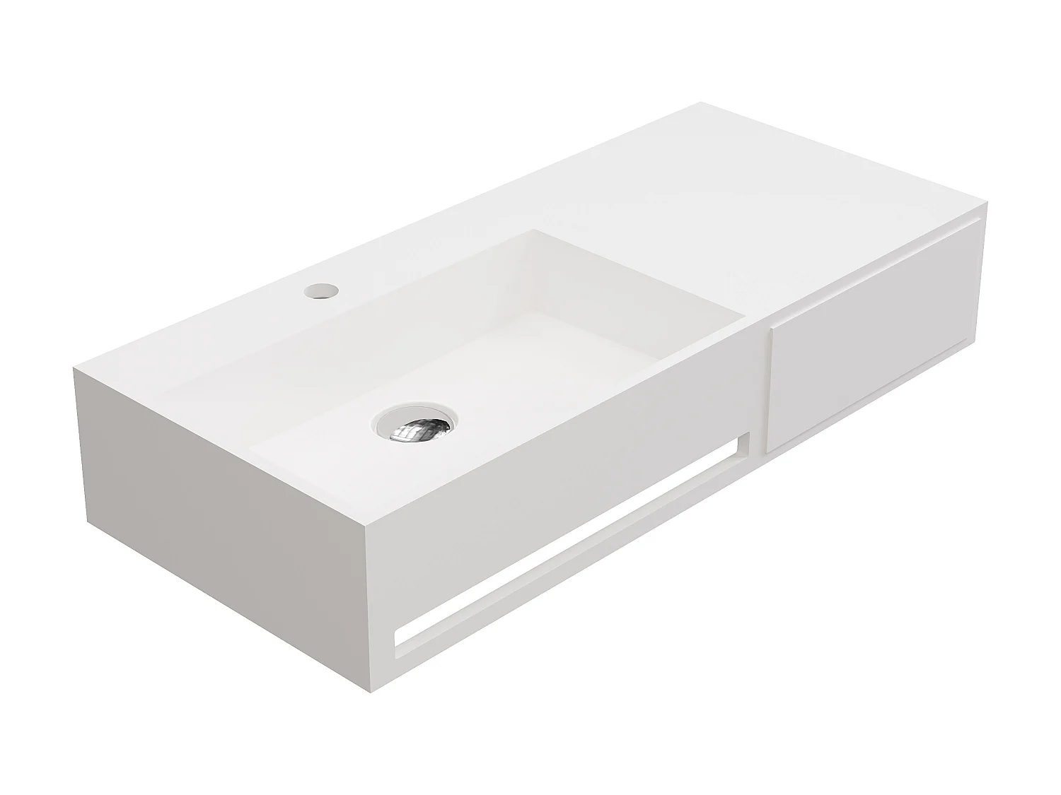 Waschtischplatte mit Handtuchhalter - 90 x 40 x 17 cm - Weiß - GANDAKI