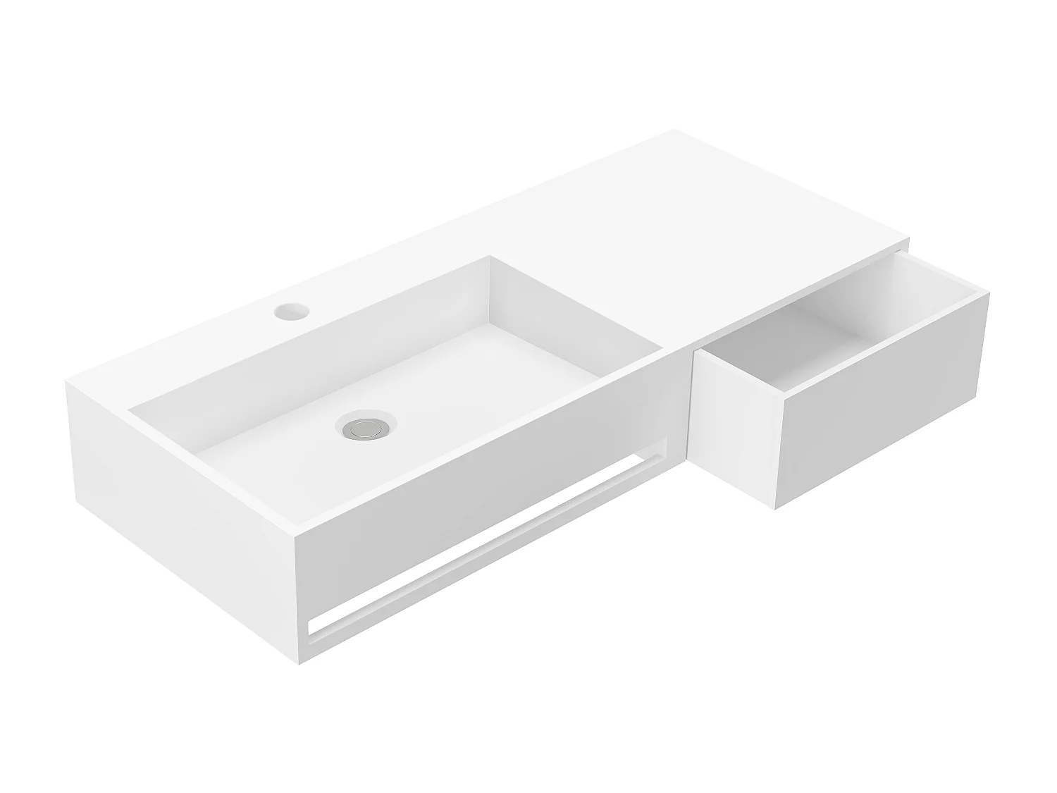 Waschtischplatte mit Handtuchhalter - 90 x 40 x 17 cm - Weiß - GANDAKI