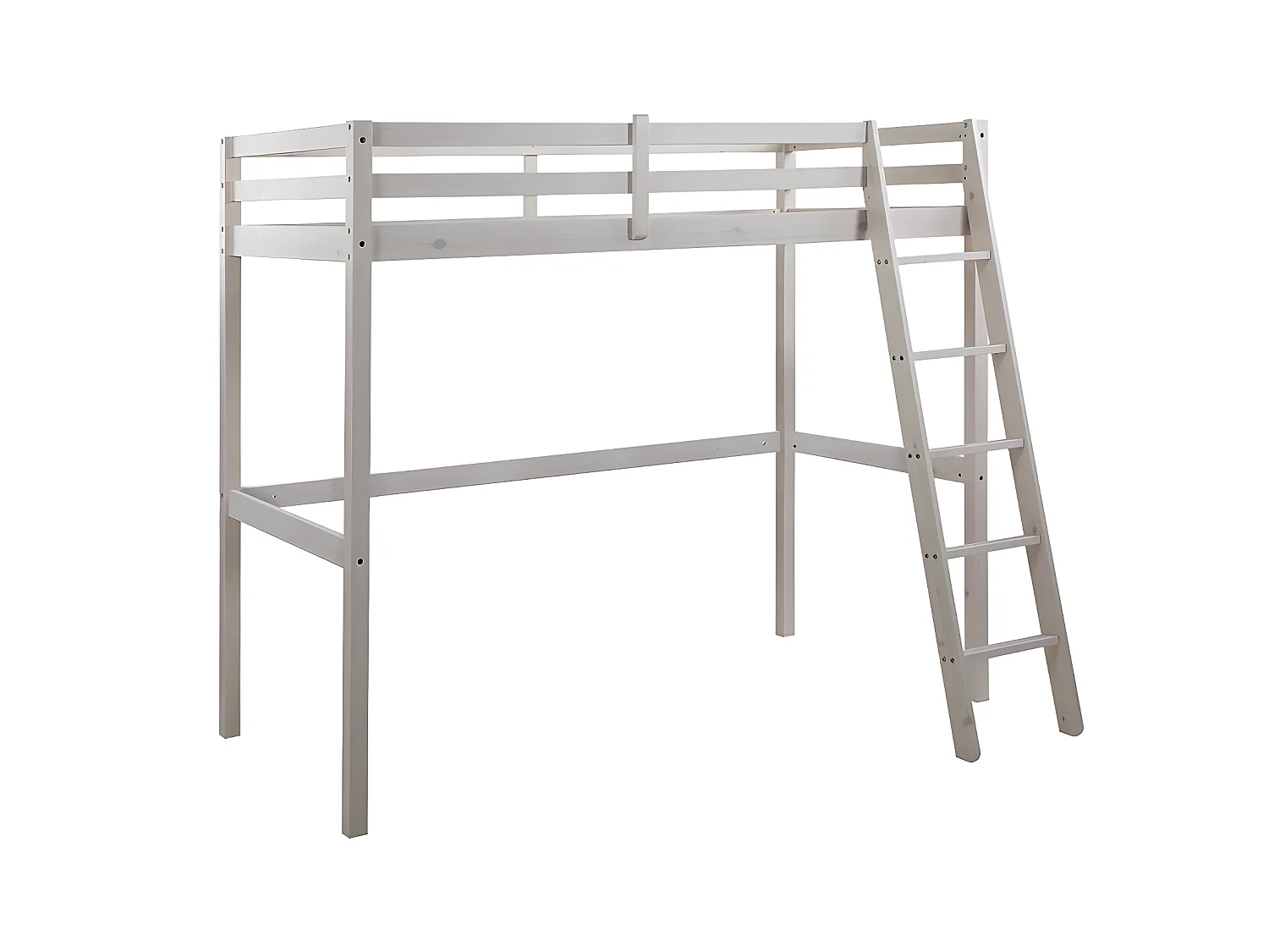Cama mezzanine 90x190 cm em pinho maciço esbranquiçado + Colchão - GEDEON