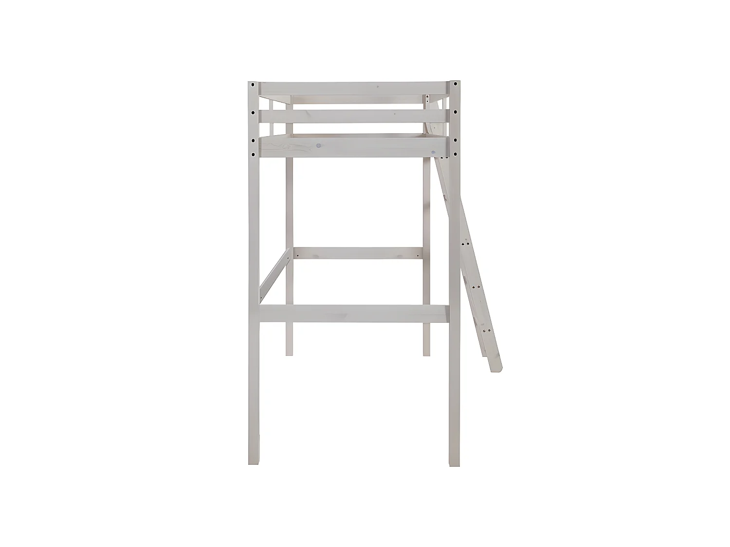 Cama mezzanine 90x190 cm em pinho maciço esbranquiçado + Colchão - GEDEON