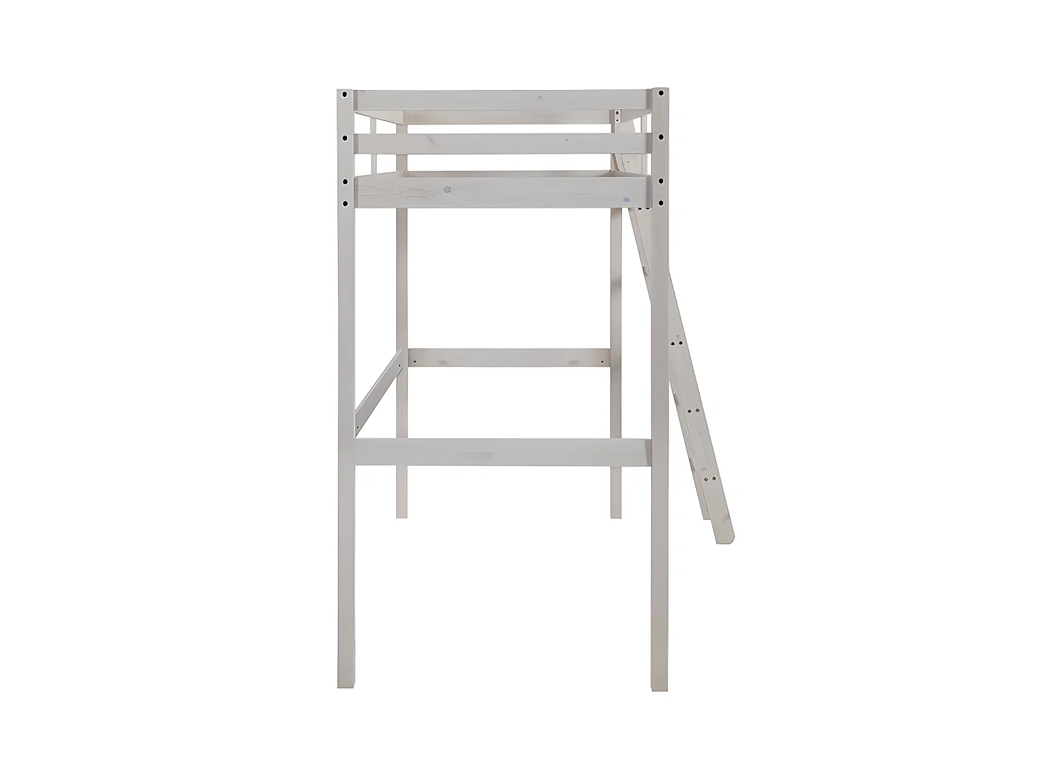 Cama mezzanine 90x190 cm em pinho maciço esbranquiçado + Colchão - GEDEON