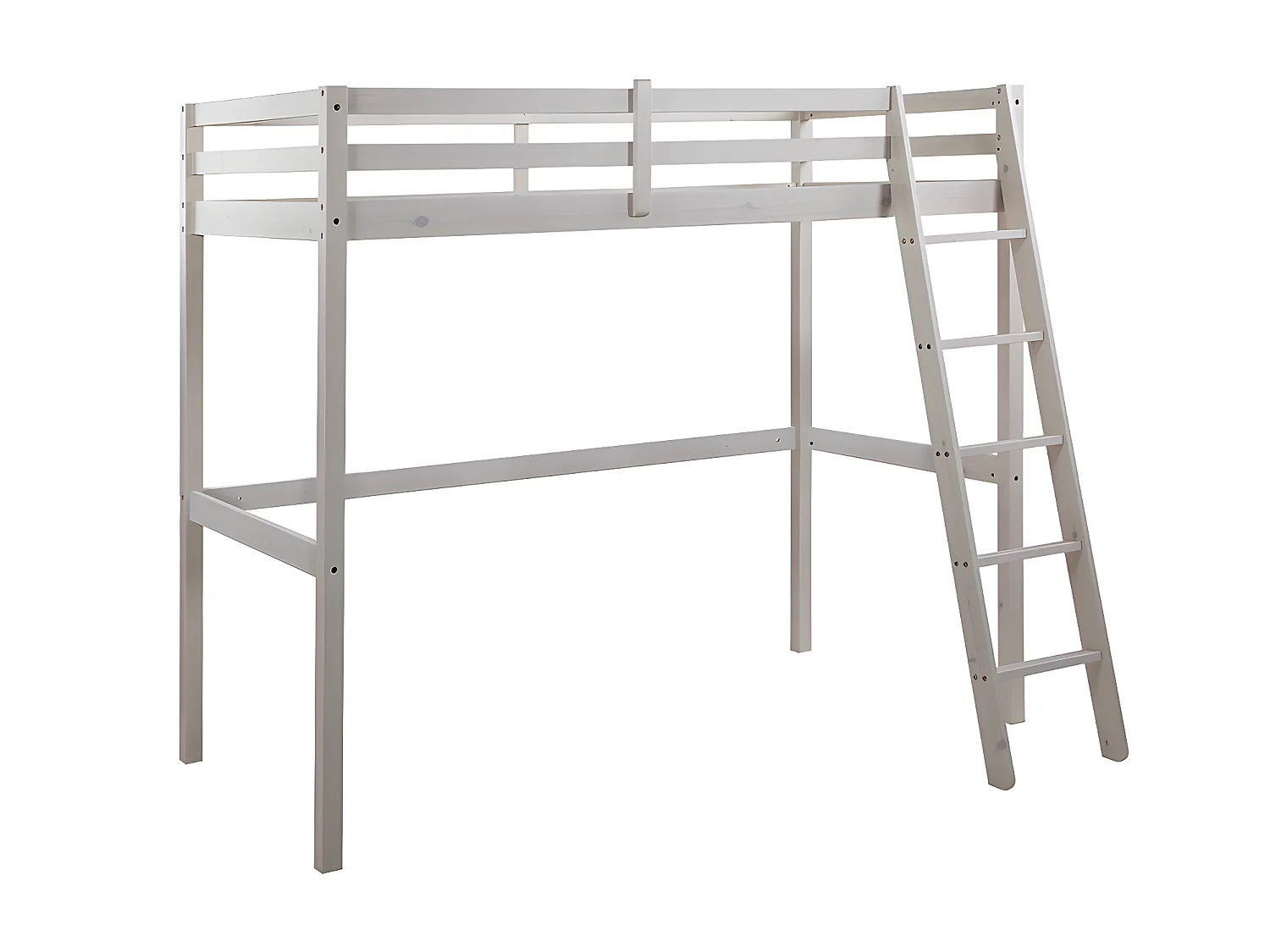 Cama mezzanine 90x190 cm em pinho maciço esbranquiçado + Colchão - GEDEON