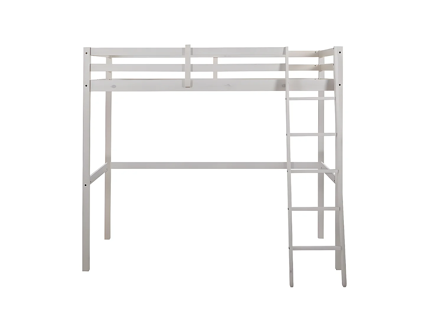 Cama mezzanine 90x190 cm em pinho maciço esbranquiçado + Colchão - GEDEON