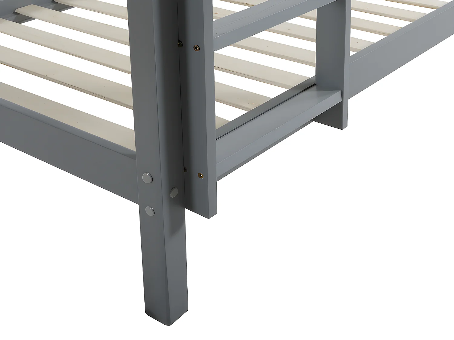 Etagenbett mit Matratzen - 2x 90 x 190 cm - Kiefer massiv - Grau - ANICET II