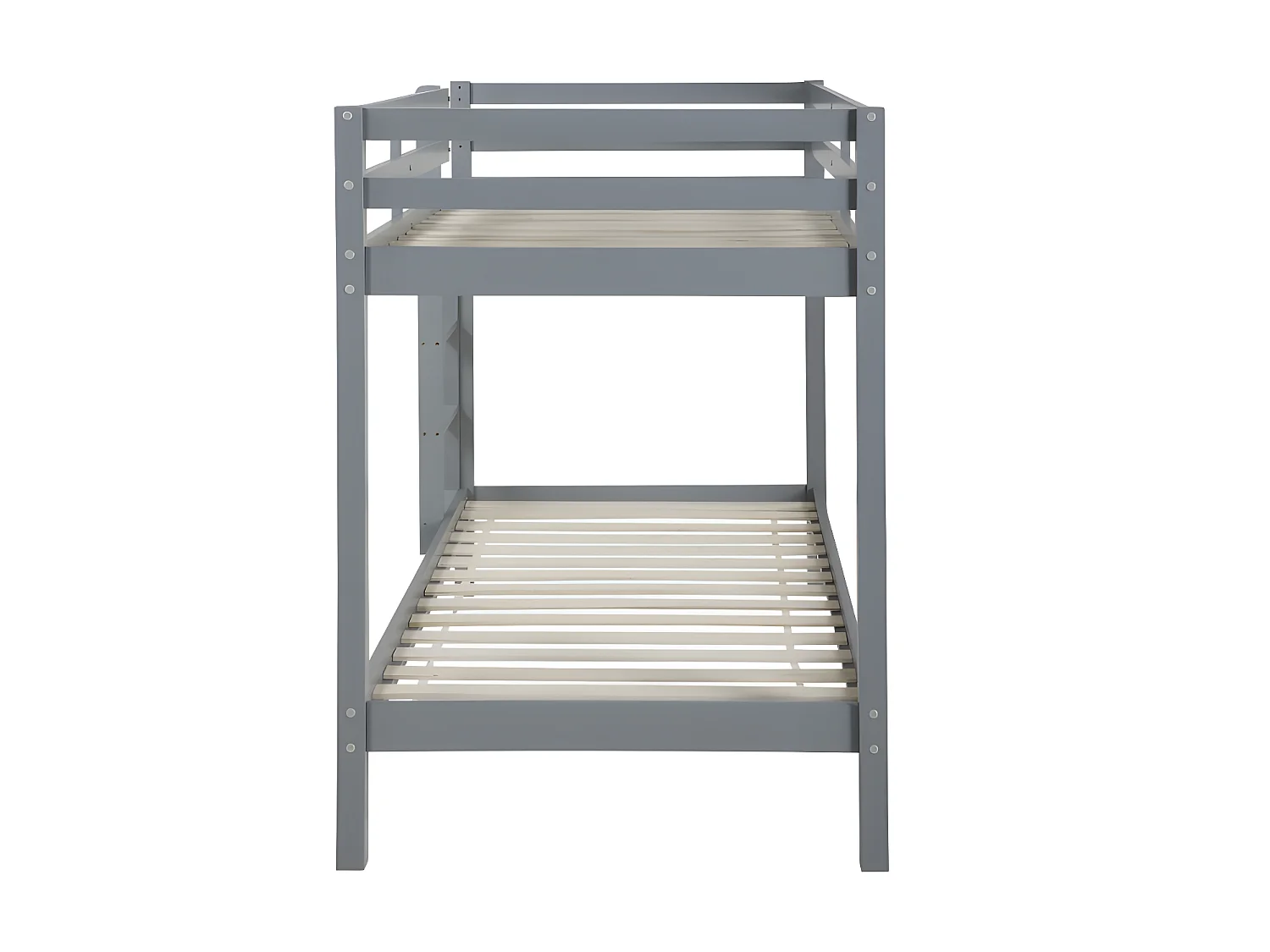 Etagenbett mit Matratzen - 2x 90 x 190 cm - Kiefer massiv - Grau - ANICET II