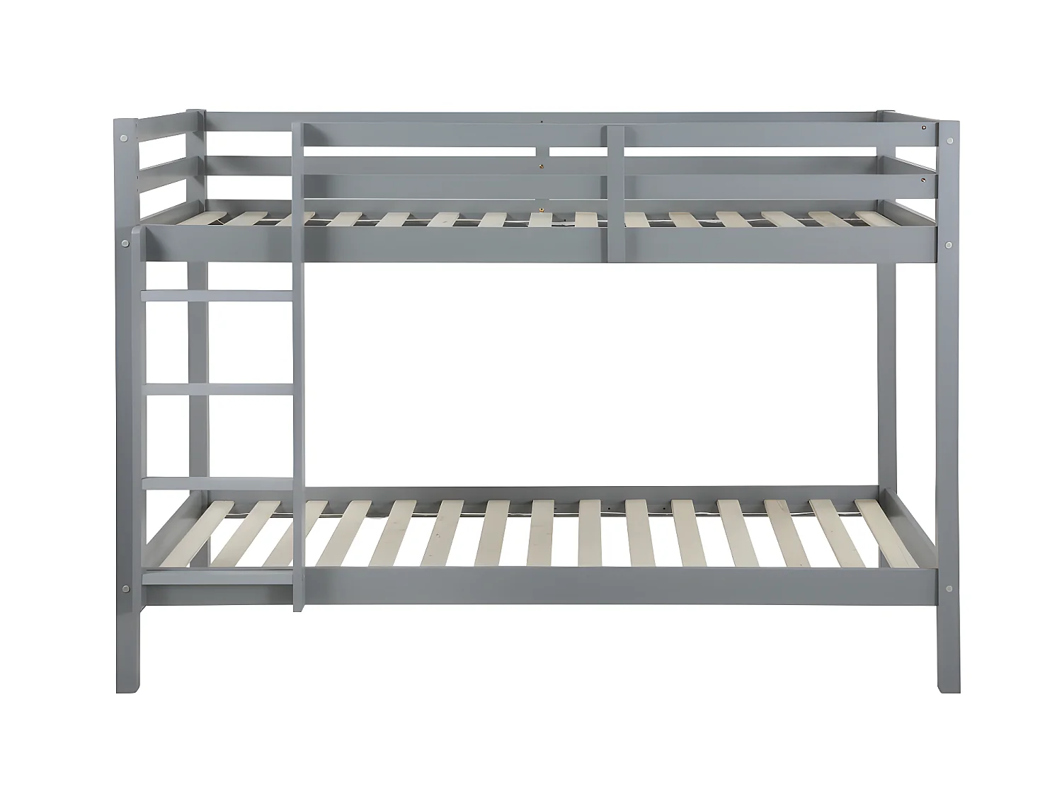 Etagenbett mit Matratzen - 2x 90 x 190 cm - Kiefer massiv - Grau - ANICET II