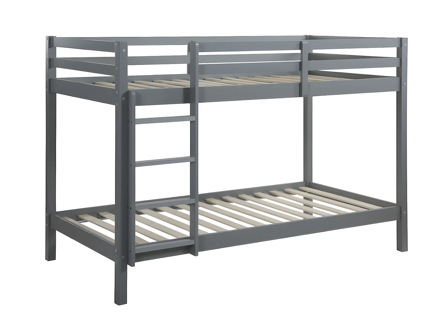 Lits superposés ANICET II - 2 x 90 x 190cm - Pin Massif - Gris + matelas