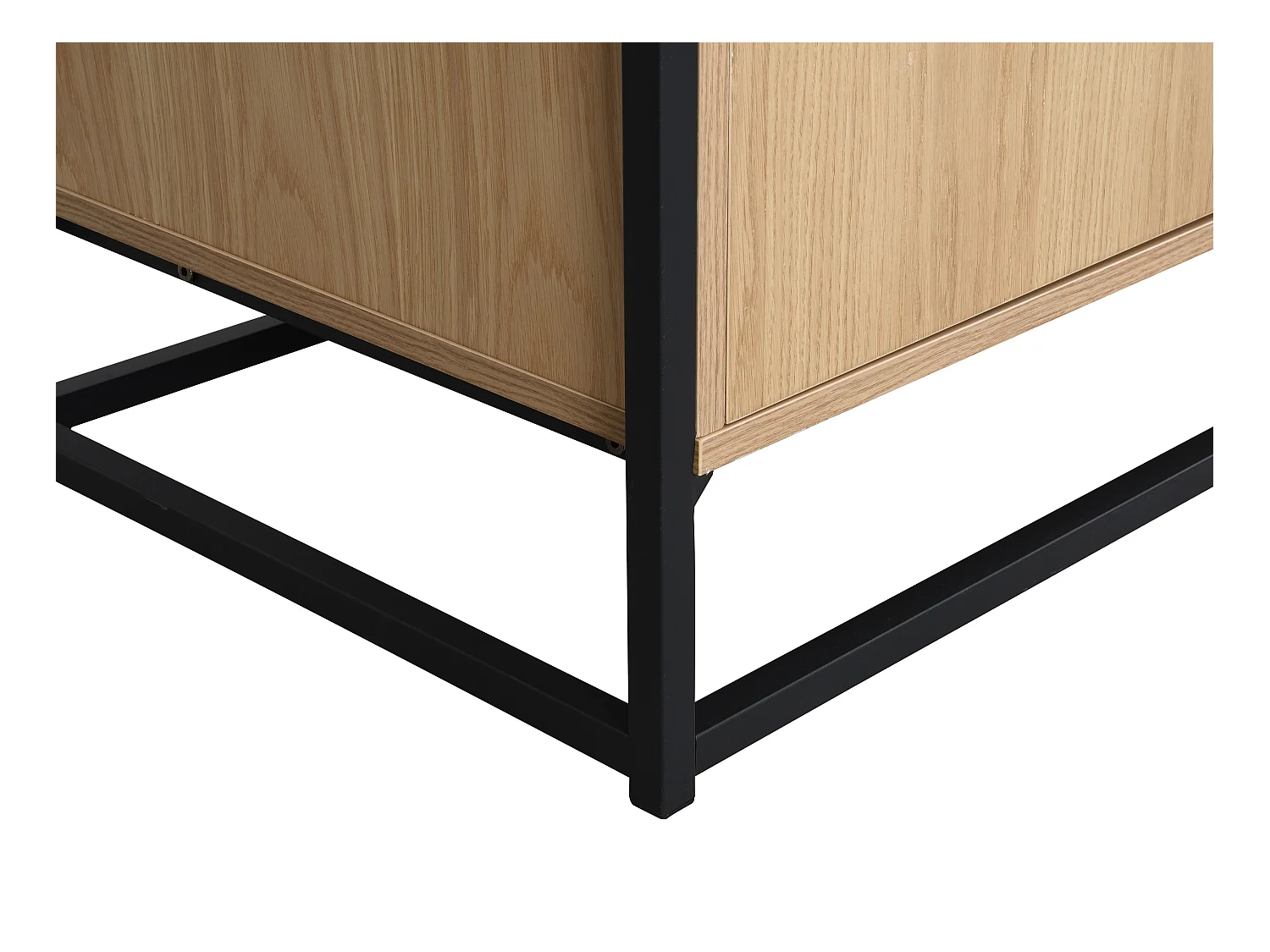 Dressoir met 3 deuren van MDF, gehard glas en metaal - Licht naturel - CAMATA