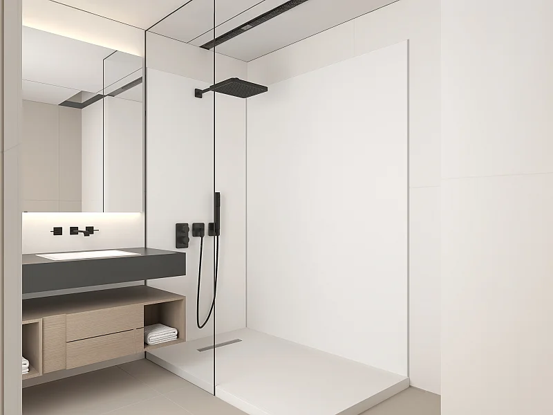 Lot de 2 panneaux muraux de douche blanc en aluminium avec profilés - L90 x L120 x H210 cm - ITZIAR