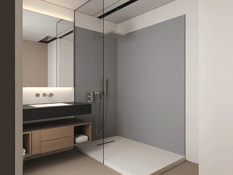 Lot de 2 panneaux muraux de douche gris en aluminium avec profilés - L90 x L120 x H210 cm - ITZIAR