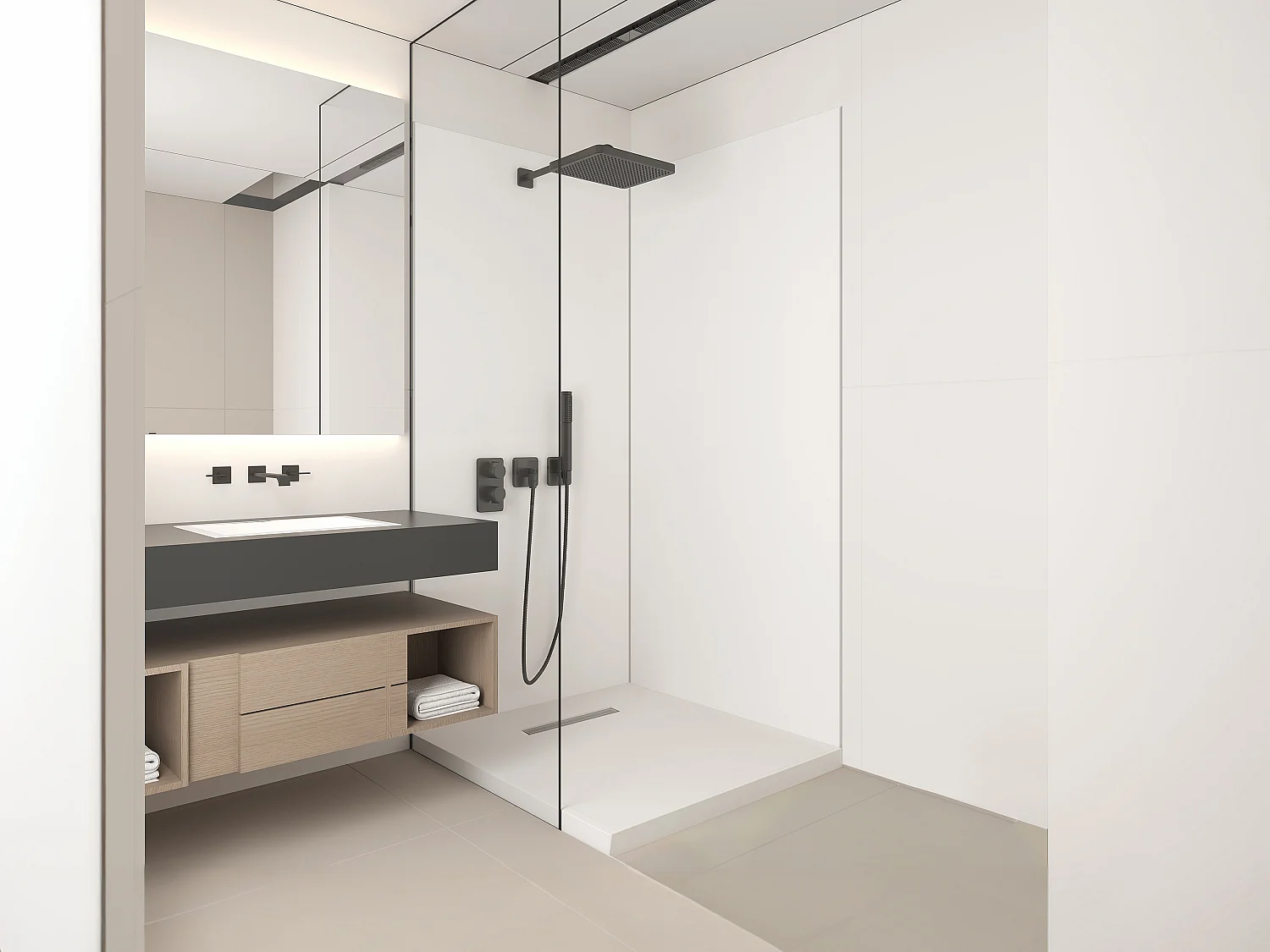 Lot de 2 panneaux muraux de douche blanc en aluminium avec profilés - 2x L90 x H210 cm - ITZIAR