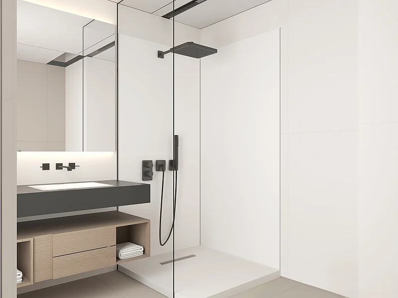 Conjunto de 2 painéis de parede de casa de banho com perfis incluídos de 2x L. 90 x A. 210 cm