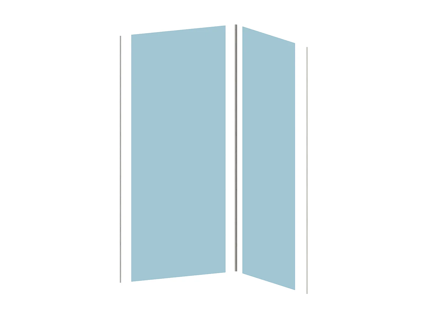 Lot de 2 panneaux muraux de douche bleu en aluminium avec profilés - 2 x L90 x H210 cm - ITZIAR