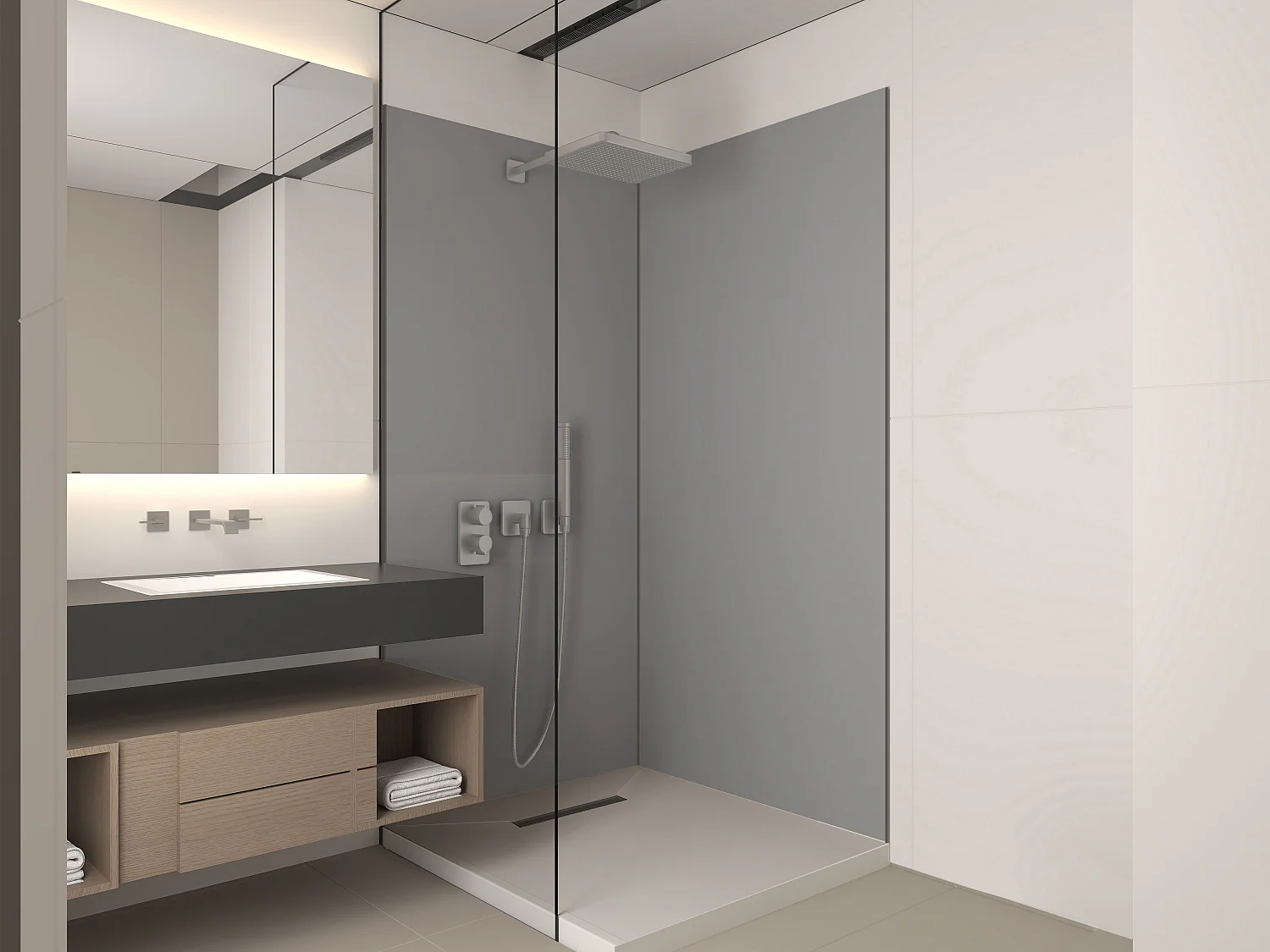 Lot de 2 panneaux muraux de douche gris en aluminium avec profilés - 2 x L90 x H210 cm - ITZIAR