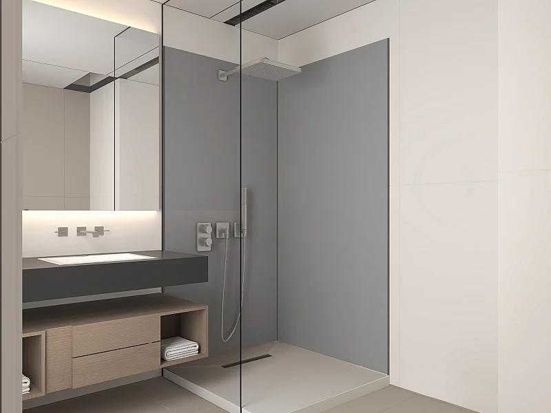 Lot de 2 panneaux muraux de douche gris en aluminium avec profilés - 2 x L90 x H210 cm - ITZIAR