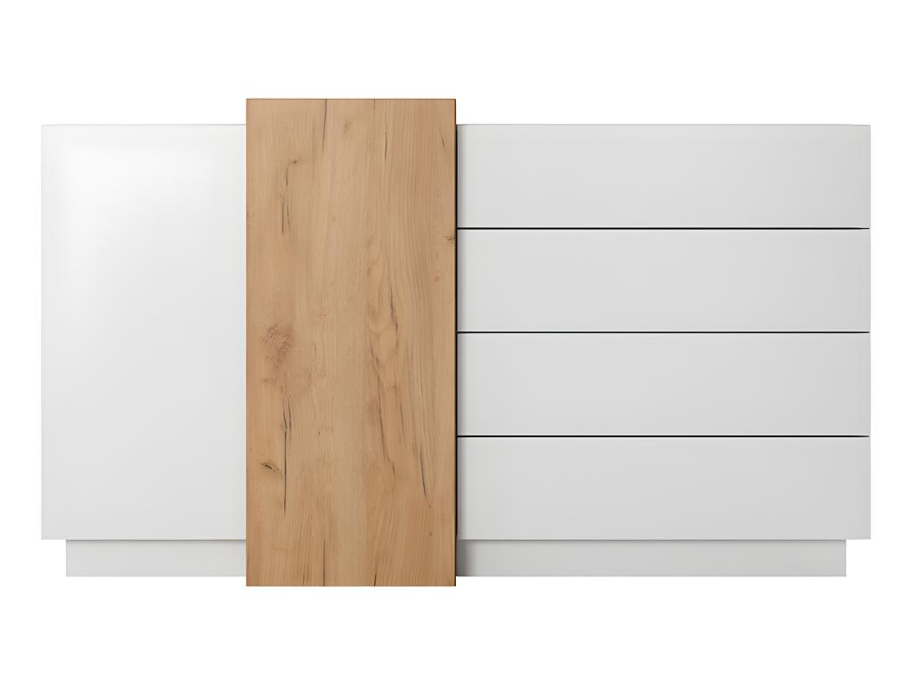 Sideboard mit 2 Türen & 4 Schubladen - Weiß & Eichefarben - FRANCOLI günstig online kaufen