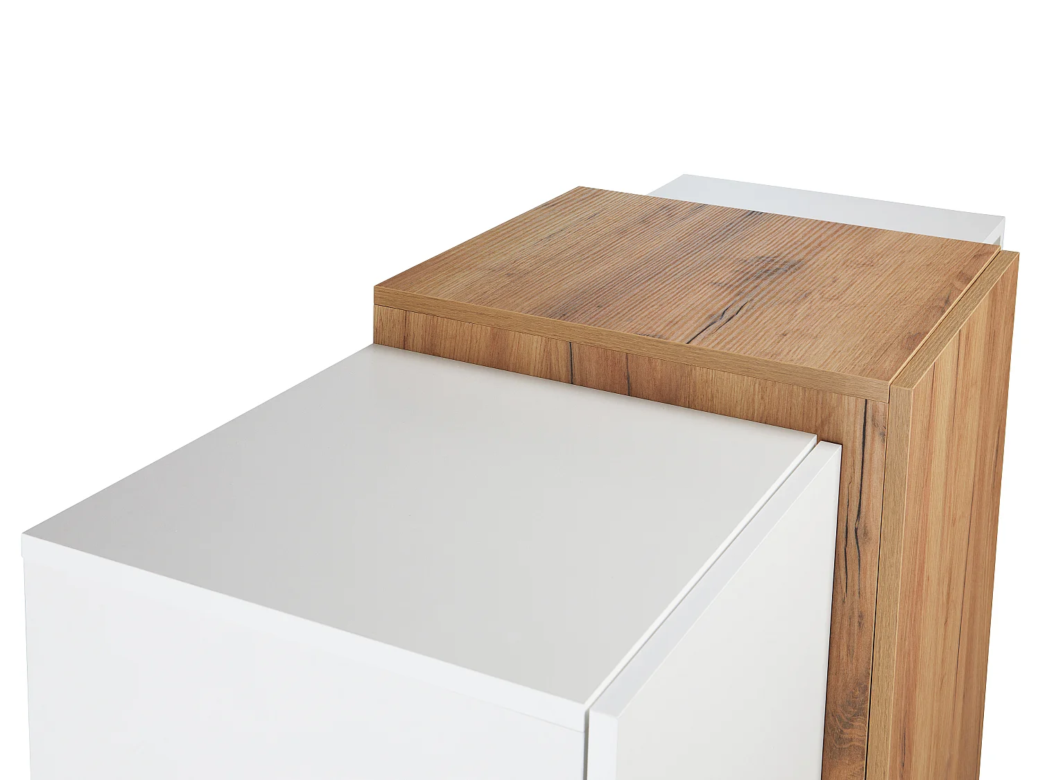 Buffet haut FRANCOLI - 3 portes et 2 niches - Blanc et chêne