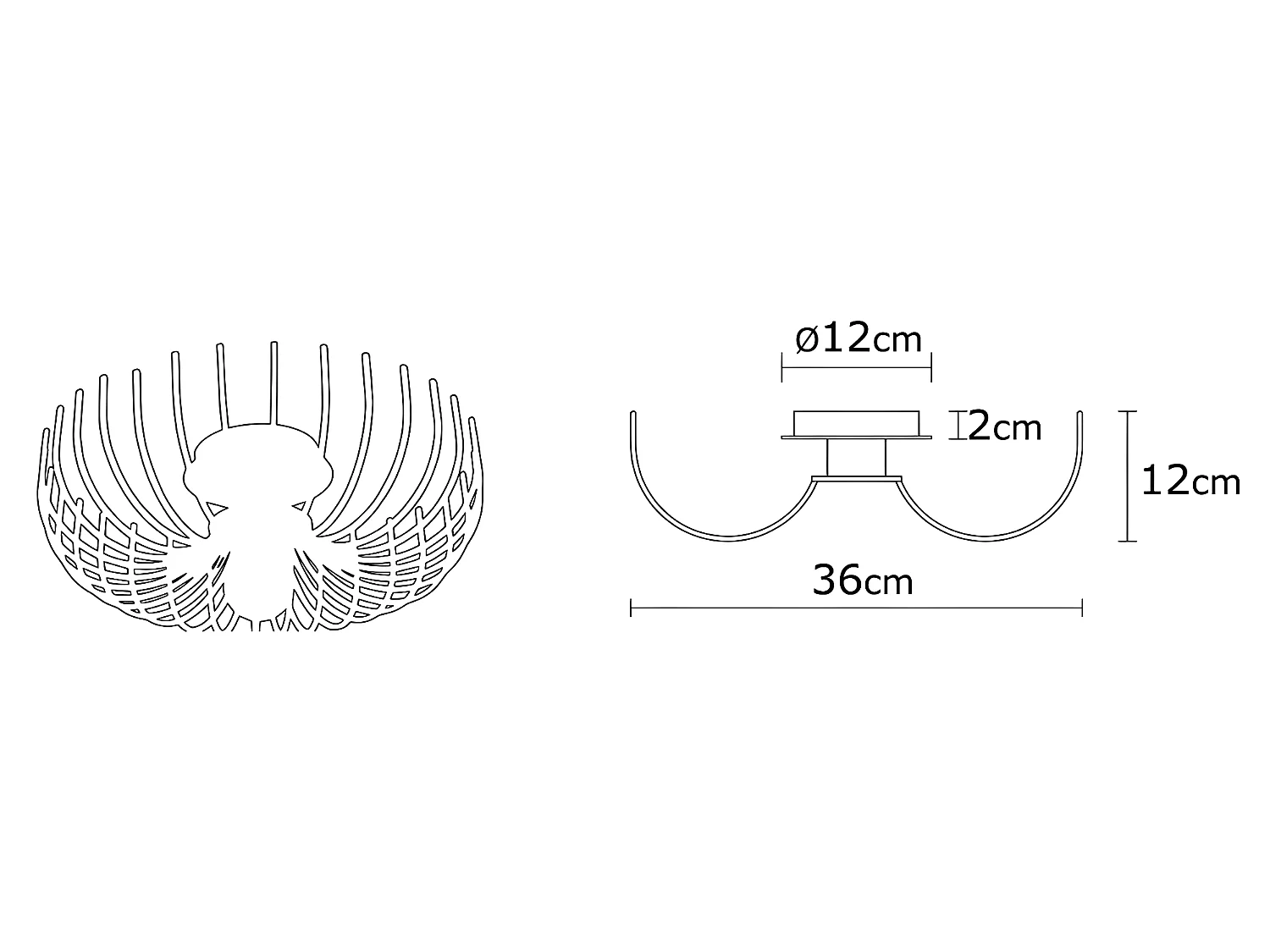 Deckenleuchte - Metall -  36 x 12 cm - Schwarz - ASPENDOS
