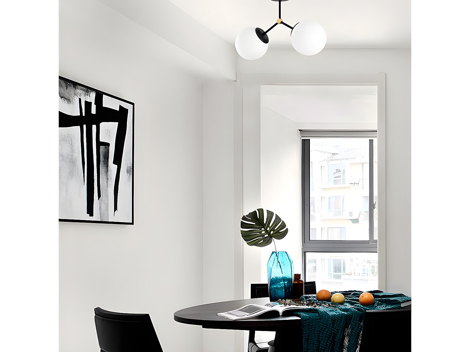 Vente-unique Deckenleuchte Mit 2 Leuchten - 44 X 28 Cm - Weiß & Schwarz - Damar
