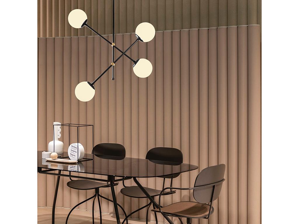 Deckenleuchte verstellbar mit 4 Leuchten EBEST - D. 40/80 cm x H. 70/96 cm - Schwarz