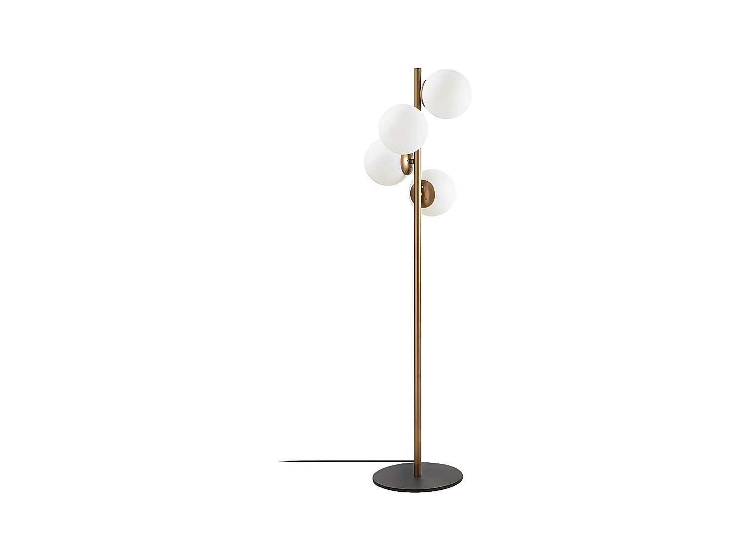 Stehleuchte mit 4 Leuchten - H. 130 cm - Metall & Glas - Weiß & Goldfarben - FAZE
